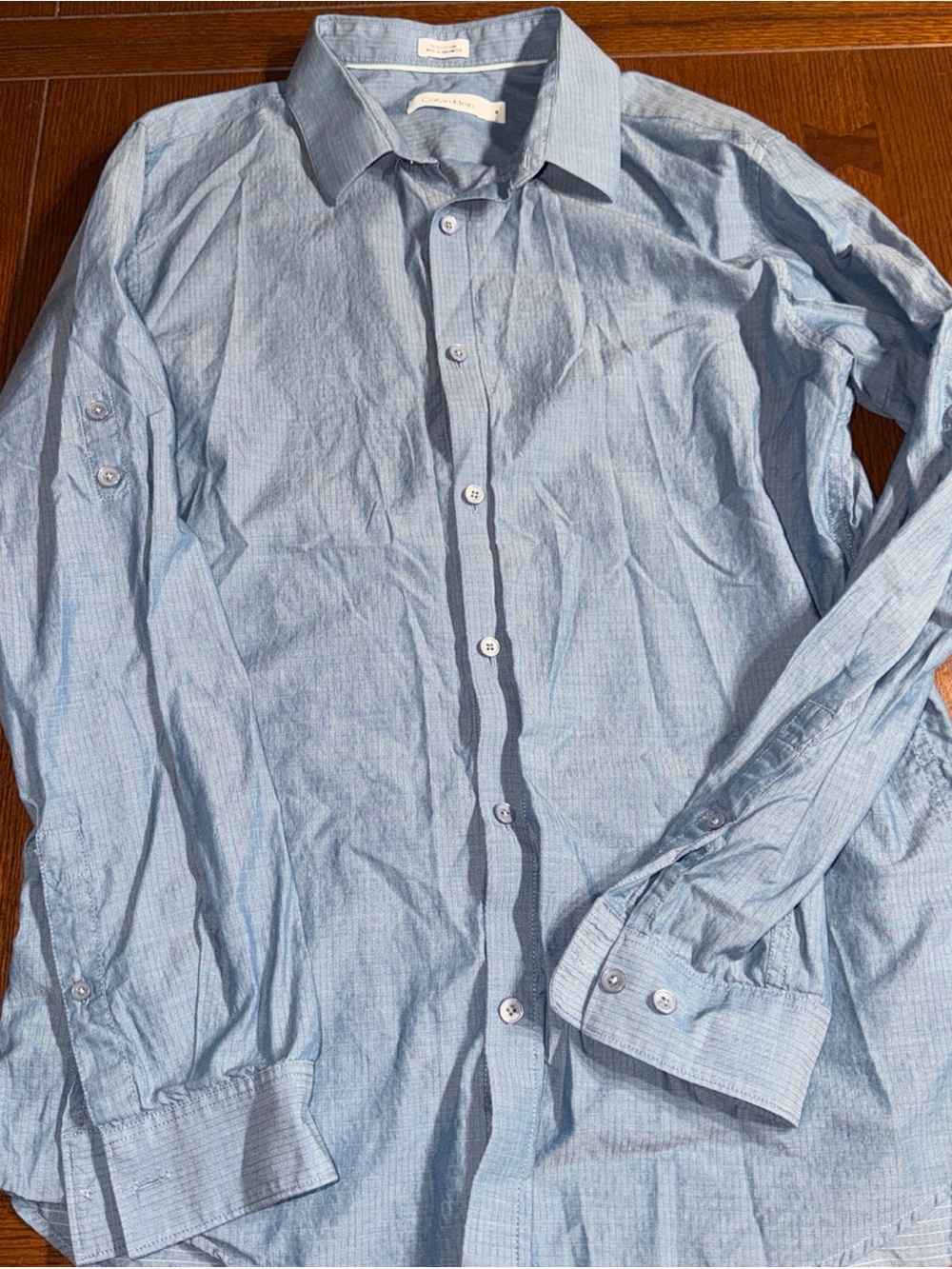 Calvin Klein Blue Men's Faintly Striped Button-Down Shirt - Classic Collar